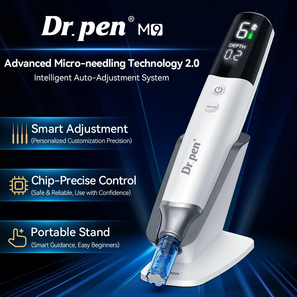 Authentic Dr. pen M9 With 7 pcs Needle Pin Anti Back Flow Microneedling Pen Skincare Wireless  Derma Pen Needle length 0.25 mm