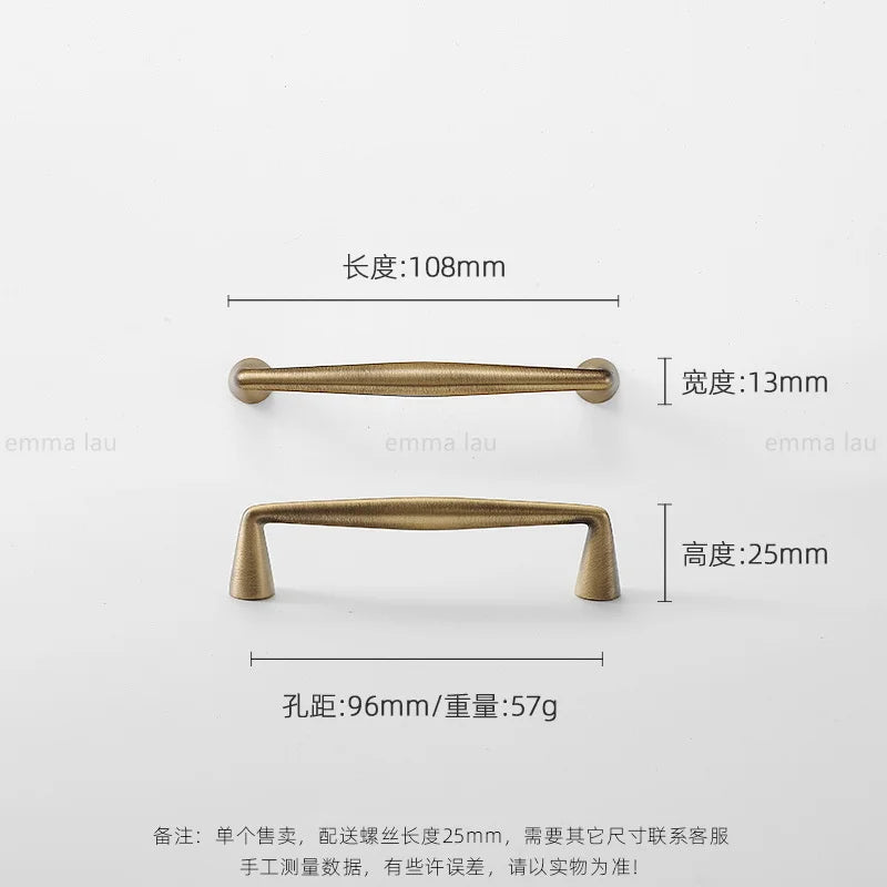 Light Luxury Brass Furniture Handles Retro Long Strip Cabinet Handles Round Door Drawer Knobs Kitchen Wardrobe Cupboard Pulls