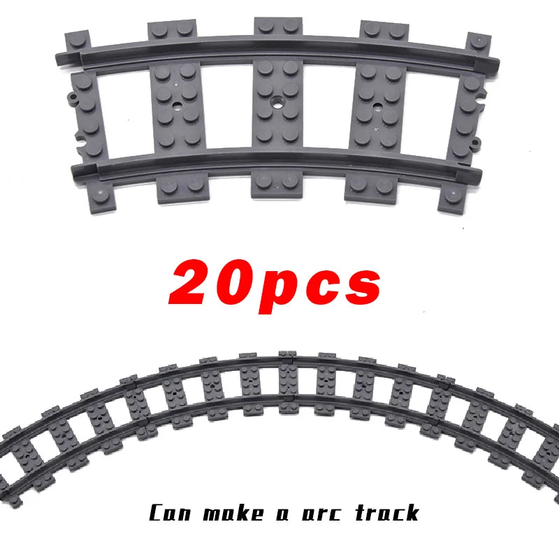 MOC City Bricks Train Flexible Construction Parts Railway Curve Track Building Blocks Model Accessories Compatible with 53401