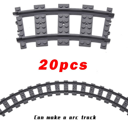 MOC City Bricks Train Flexible Construction Parts Railway Curve Track Building Blocks Model Accessories Compatible with 53401