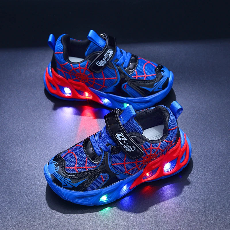1-9-Year-Old Boys and Girls Breathable Mesh Sneakers in Spring and Autumn, MGO Youngsters LED Luminous Sneakers-Motion-Sensing F