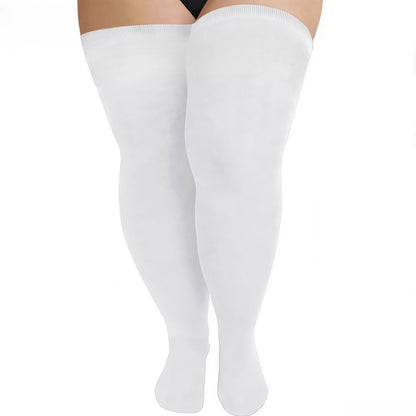 2026new Large Plus Size Thigh High Stockings White Black Over Knee Long Socks for Oversized Woman Thick Leg Warmer Autumn Winter