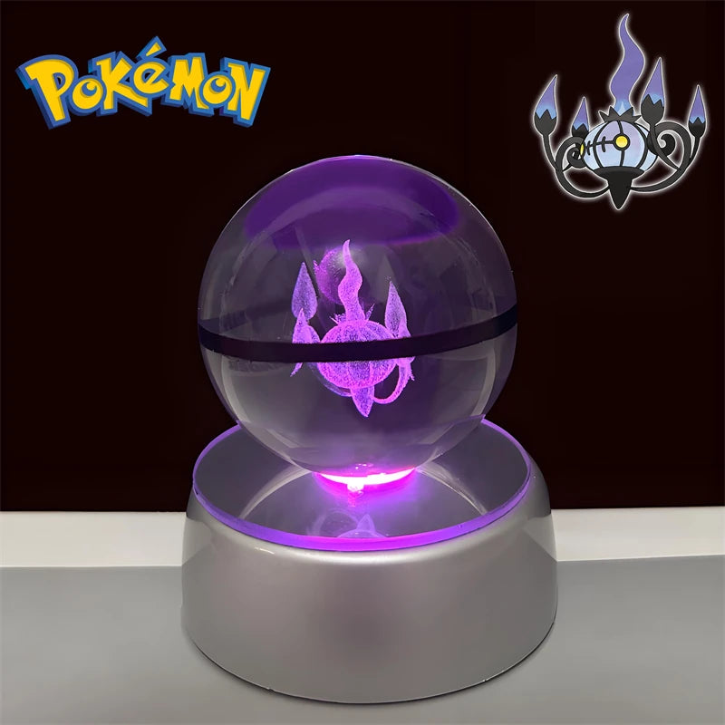 Pokemon 3D Crystal POKE BALL Figure Toys Snivy Dragonair Blastoise Venusaur Milotic Raichu Night Light LED Lamp Base Model Dolls