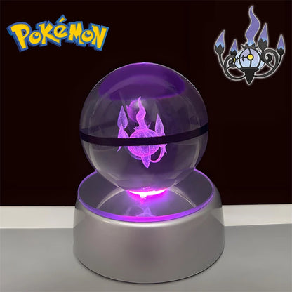 Pokemon 3D Crystal POKE BALL Figure Toys Snivy Dragonair Blastoise Venusaur Milotic Raichu Night Light LED Lamp Base Model Dolls