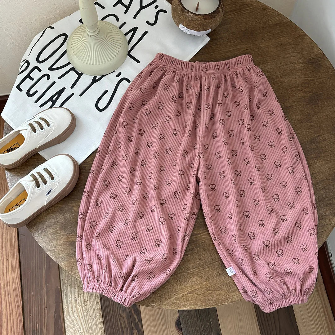 2026 Kids Girls Boys Corduroy Pants Spring Loose Harem Pants 1-8Y Korean Style Children's Clothes Autumn Casual Trousers Clothes