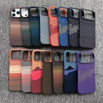 Slim Frameless Carbon Fibre Sunset PC For Magsafe Magnetic Case For iPhone 17 Air 16 Plus 15 14 13 12 Pro Max Shockproof Cover