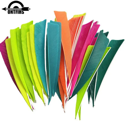 ONTFIHS 50PCS Archery Fletching RW 4" Shield Arrow Feathers with Natural Turkey Feathers