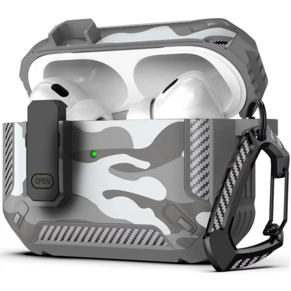 for AirPods Pro 3 Camo Green Case Cover with Lock for Men Military Rugged Full Body Shockproof Protective Case for AirPods Pro 3