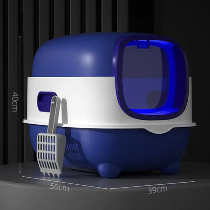Oversized Cat Litter Box Fully Enclosed Pet Toilet Automatic Deodorizing Flip-top Cat Shit Basin