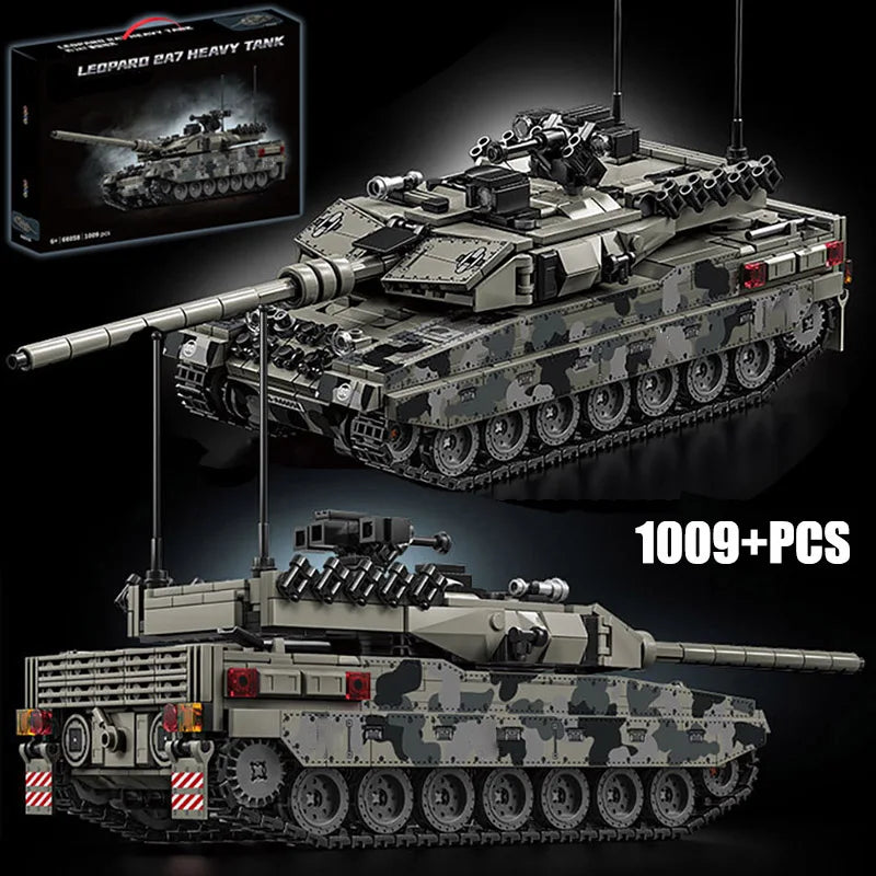 Military WW2 MOC Leopard 2A7 Army Main Battle Tank Soldiers Building Blocks Bricks M1 T90M Tank Set For Gifts