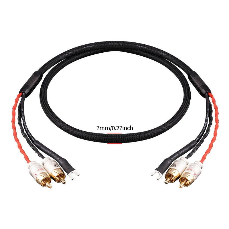 Audio 2RCA Cable with Ground Wire Black tape player LP Vinyl Record Player Amplifier Chassis Gold Plated plug
