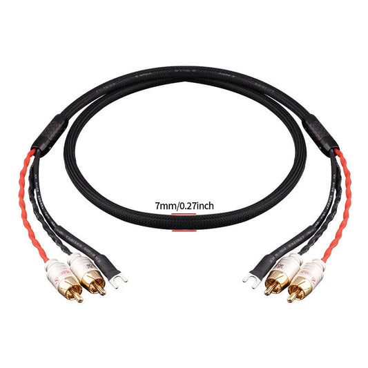 Audio 2RCA Cable with Ground Wire Black tape player LP Vinyl Record Player Amplifier Chassis Gold Plated plug