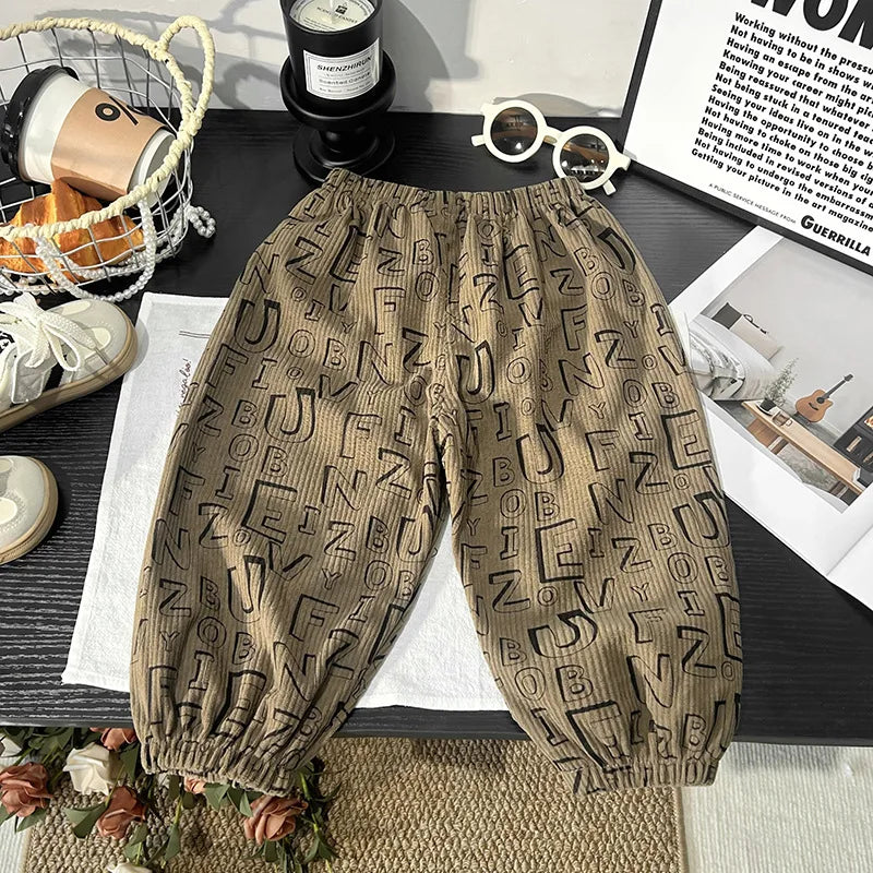 Autumn Children Girl Harem Pant Plaid Toddler Kid Boys Trousers Loose Elastic Waist Casual Little Boys Pant