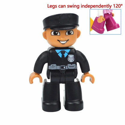 Figures Dolls Big Size Building Blocks Family Action Workers Doctor Police Farmer Compatible Large Bricks Duploes Kid Toys