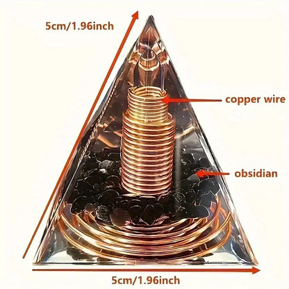 Energy Pyramid Orgonite Reiki Natural Amethyst Peridot Reiki Chakra Meditation Tool Room Decor Crystal Gifts Pyramid