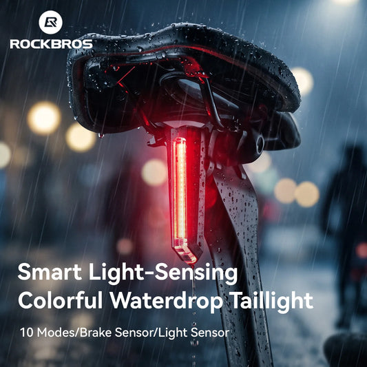 ROCKBROS Bicycle Tail Light MTB Road Smart Brake Sensing Bike Rear Light Waterproof 500mAH Type-C Warning Cycling Light