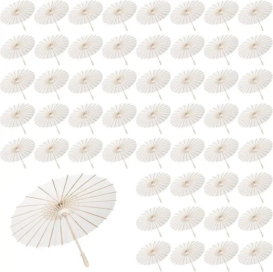 12/30/50/60PCS White Paper Umbrellas 23.6 Inch Paper Parasol Umbrellas DIY Umbrellas Wedding Props