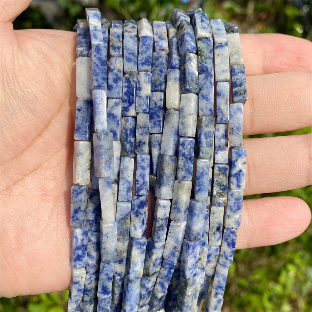 4x13mm Natural Stone Tube Rectangle Sea Sediment Lapis Lazuli Opal Amethysts Quartz Beads for Jewelry Making DIY Bracelet