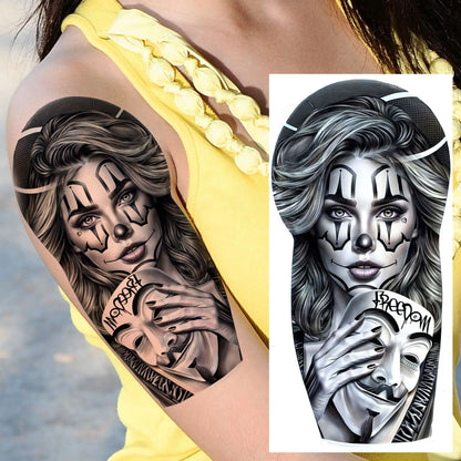 1 Sheets Chicano Prison Gangster Temporary Tattoos For Women Men Adults Fake Tattoo Sticker Water Transfer Self Adhesive Arm Leg