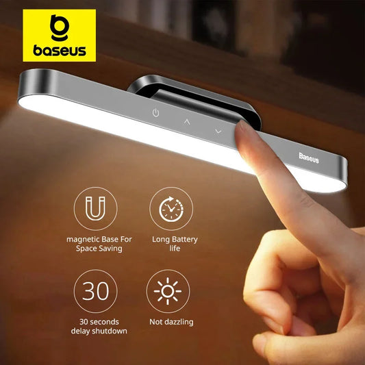 Baseus Night Light Hanging Magnetic LED Table Lamp Stepless Dimming Desk Lamp Rechargeable For Cabinet Bedroom Kitchen Light