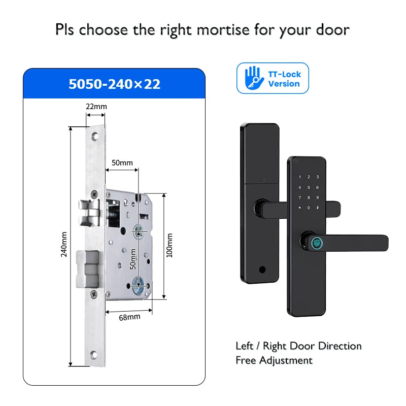 Bluetooth TTLock App Fingerprint Door Lock Code Card Key Touch Screen Smart Door Lock Security Digital Electronic Lock For Home