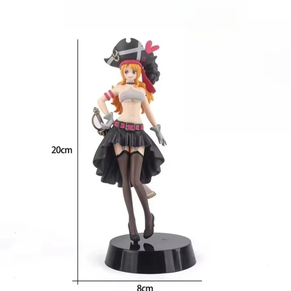 20CM Anime Nami Black Clothes Action Figure ONE PIECE FILM RED Dress Up Figurine PVC Collectible Model Toy Kid Gift