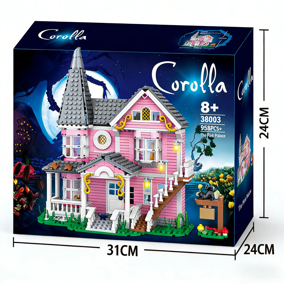 Coraline‘s Iconic Pink Palace Building Blocks Set,Fantasy Haunted House Model for Display,Unique Collector’s Gift for Movie Fans