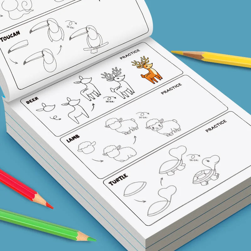 Kids Step-by-Step Drawing Book Learn How to Draw Everything Easy Tutorial For Children Creative Gifts Drawing Educational Toys