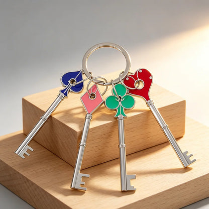 Resident Evil 2 Remake RPD Key Square Plum Heart Keychains Keyring for Men Key Holder Collectible Gift Fan Gear