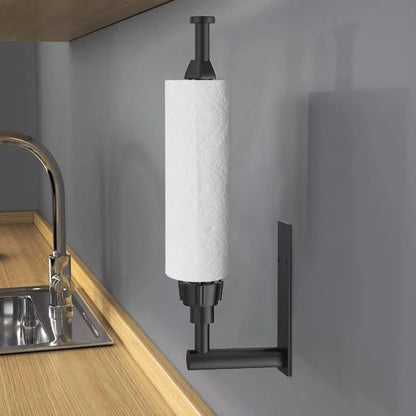 Stainless Steel Kitchen Paper Towel Holder Wall-Mounted,One-Handed Operation,Damping, Self-Adhesive Drill Option,Shock-Absorbing