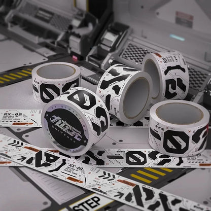 5M Cyberpunk Sci-Fi Warning Tape DIY Mechanical Decorative Tape Stickers for Bicycle/Skateboards/suitcases/fish Tanks Stickers