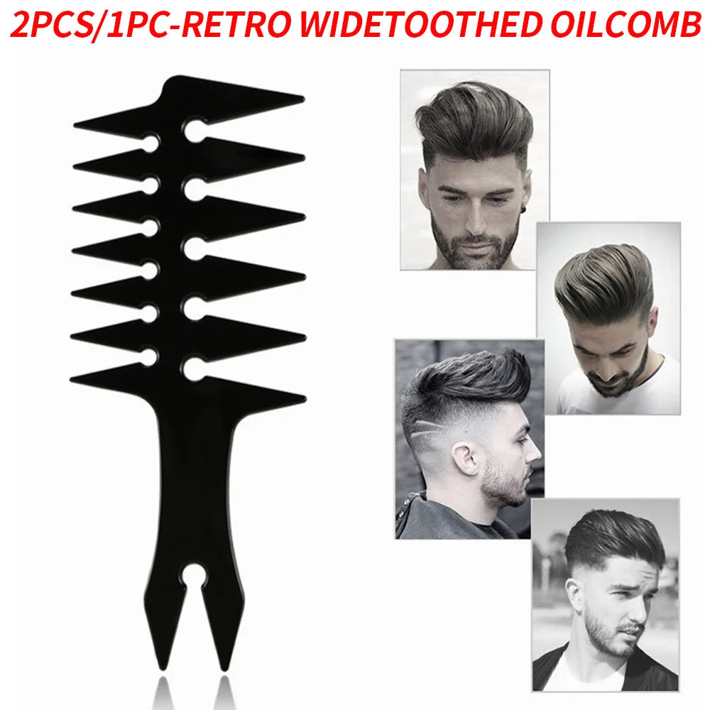 2 Pieces/1 Piece - Men's Retro Double Sided Oil Haircomb - Fishbone Comb Hairdressing Comb Styling Comb - Men's Essential