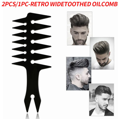 2 Pieces/1 Piece - Men's Retro Double Sided Oil Haircomb - Fishbone Comb Hairdressing Comb Styling Comb - Men's Essential