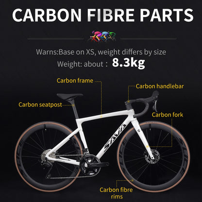 SAVA F20 Full Carbon Fiber Road Bike Hot Sale Bike Racing Bike 24 Speed Adult Road Bike 8.3kg with SHIMAN0 105 R7120 Kit
