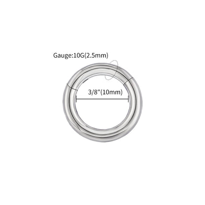 Right Grand ASTM F136 Titanium Large Gauge 6G 8G 10G Single Hinged Clicker Segment Hoop Ring Septum Nose Piercing