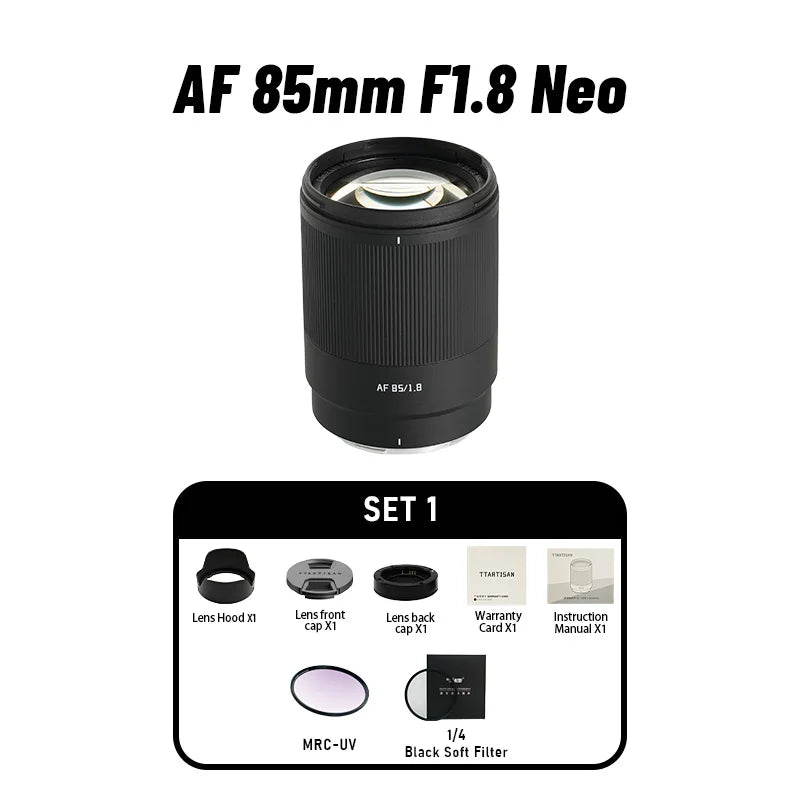 TTArtisan 85mm F1.8 NEO Full Frame Auto Focus AF Mirroless Lens for Sony E FE Nikon Z A7C A7R A7M A7S Z6 Z7 Z9 ZF Z6III