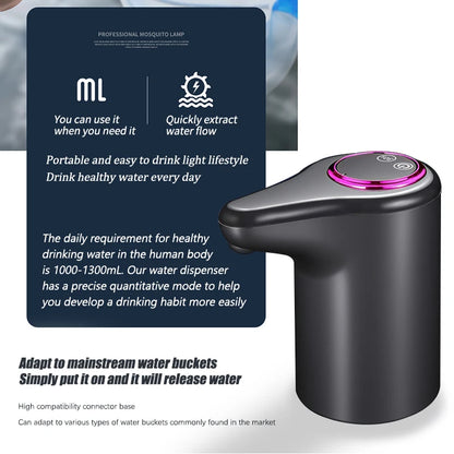 Electric Water Pump, Automatic Intelligent Household Bottled Purified Water Dispenser, USB Charging, Wireless Water Pump