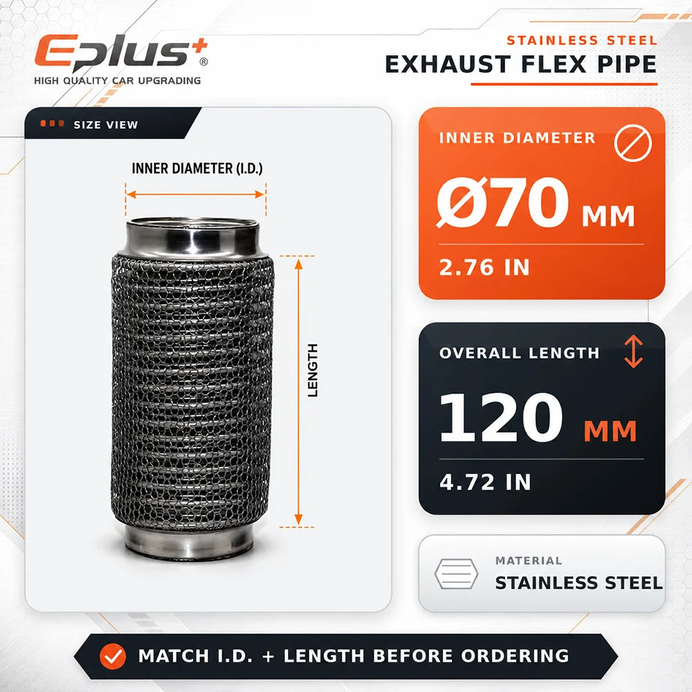 Universal Automotive Chain Link Mesh Exhaust Hose Stainless Steel Braided Flexible Bellows for Car Exhaust System Replacement