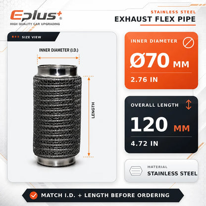 Universal Automotive Chain Link Mesh Exhaust Hose Stainless Steel Braided Flexible Bellows for Car Exhaust System Replacement