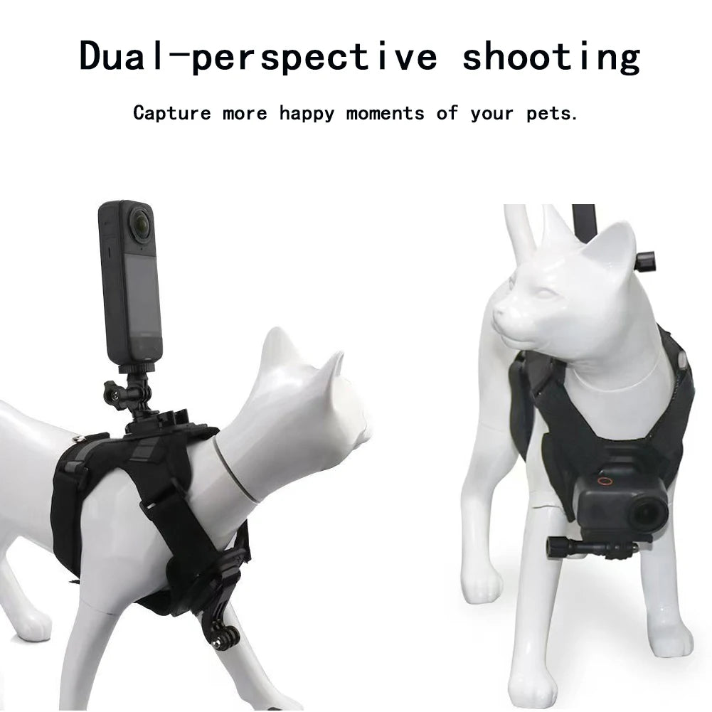 Pet Camera Harness Mount for Gopro Hero DJI OSMO Insta360 for Cats & Small Medium Large Dogs Adjustable Chest Back Holder