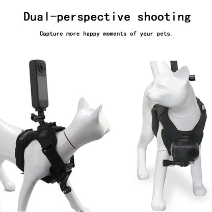 Pet Camera Harness Mount for Gopro Hero DJI OSMO Insta360 for Cats & Small Medium Large Dogs Adjustable Chest Back Holder
