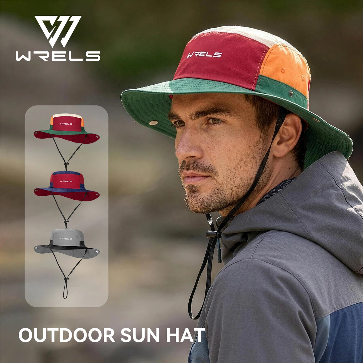 WRELS Bucket Hat UPF 50+ UV Protection Wide Brim Boonie Hat Summer Breathable Foldable Safari Fishing Hiking Sport Hat Men Women