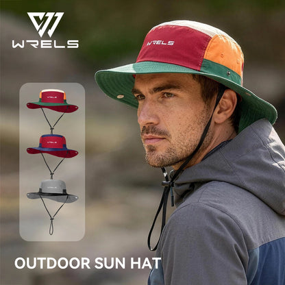 WRELS Bucket Hat UPF 50+ UV Protection Wide Brim Boonie Hat Summer Breathable Foldable Safari Fishing Hiking Sport Hat Men Women