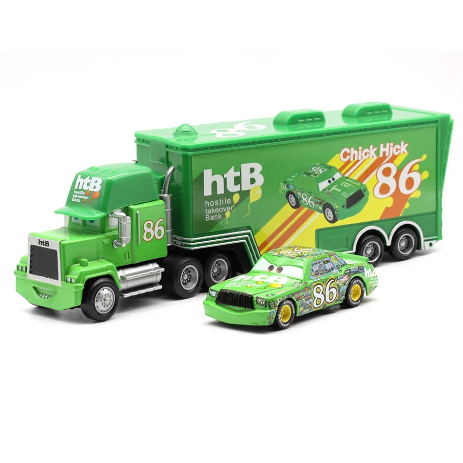 Hot Sale Pixar Cars Toys Lightning McQueen Chick Hicks Mack Truck and Car Set Collection Die Metal Model Birthday Gift