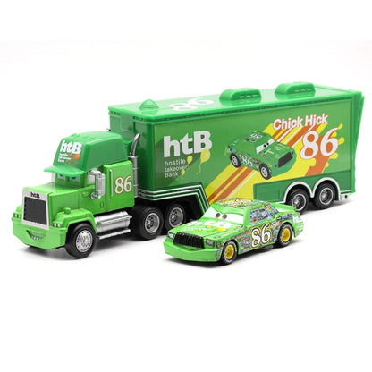 Hot Sale Pixar Cars Toys Lightning McQueen Chick Hicks Mack Truck and Car Set Collection Die Metal Model Birthday Gift
