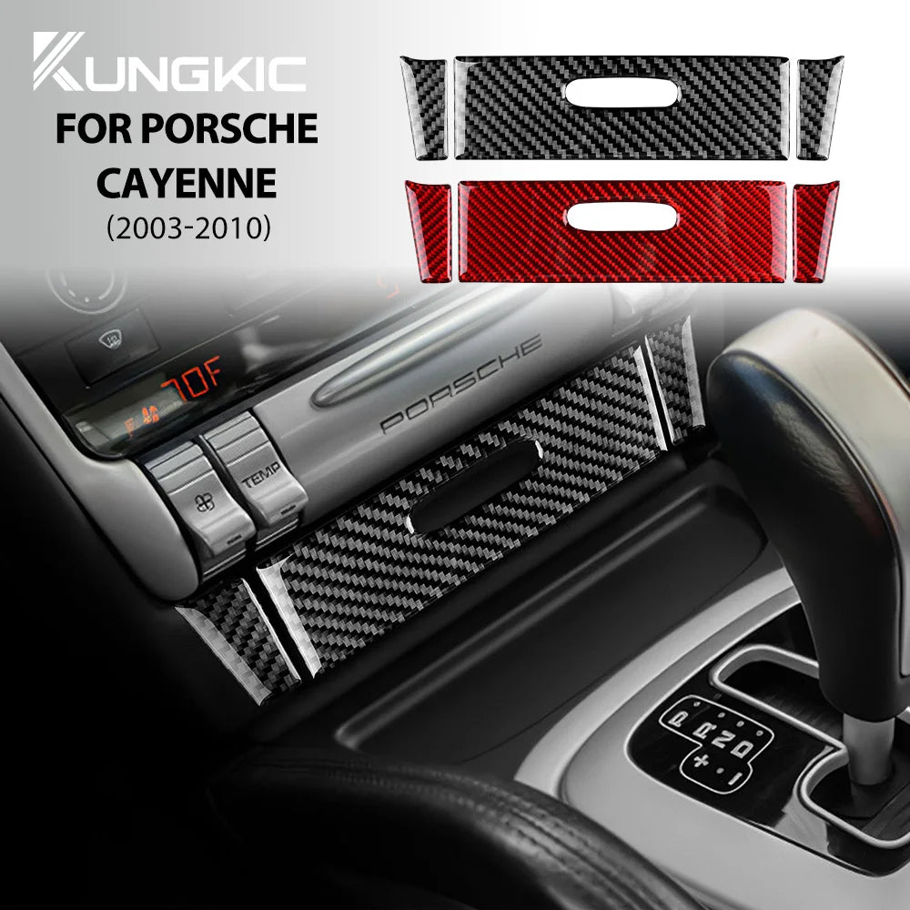 Real Soft Carbon Fiber Sticker For Porsche Cayenne 2003 2004 2005 2006 2007 2008 2009 2010 Ashtray Panel Interior Accessories