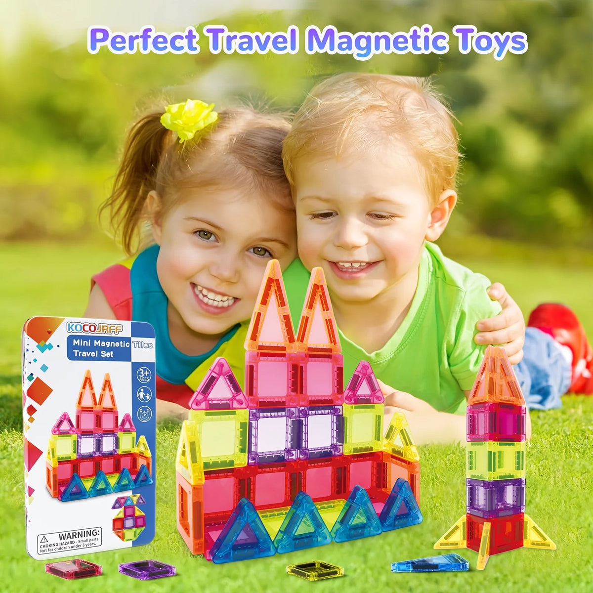 Mini Magnetic Tile Toys, with a Metal Box for Easy Portability, Magnetic Building Blocks That Can Be Played with Anywhere, Convenient Storage, Suitable for Holiday or Birthday Gifts