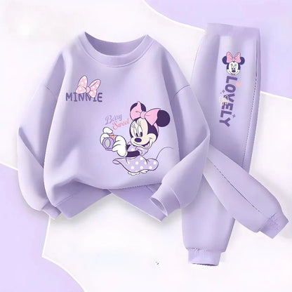 Children's Spring Autumn Long Sleeve Clothing Girls Pullover Long Pant Two Piece Sets Cartoon Printed Kids 2pcs Sets Tracksuit