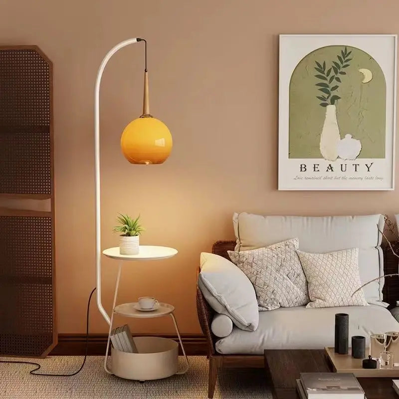 French Mid Century Floor Lamp with Side Table Sofa End Table Ambient Lighting Room Decoration Light Floor Lamp LED