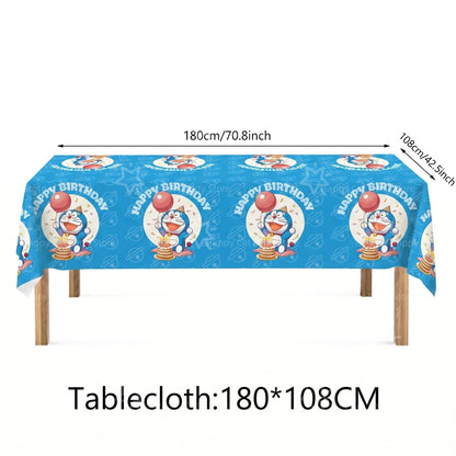 Cartoon Doraemoned Birthday Party Decoration Tableware Cup Plate Tablecloth Napkin Backdrop Cartoon Cat Party Favors Supplies